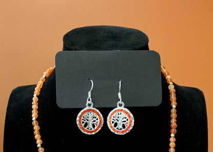 Tree of Life Necklace & Earrings - Orange