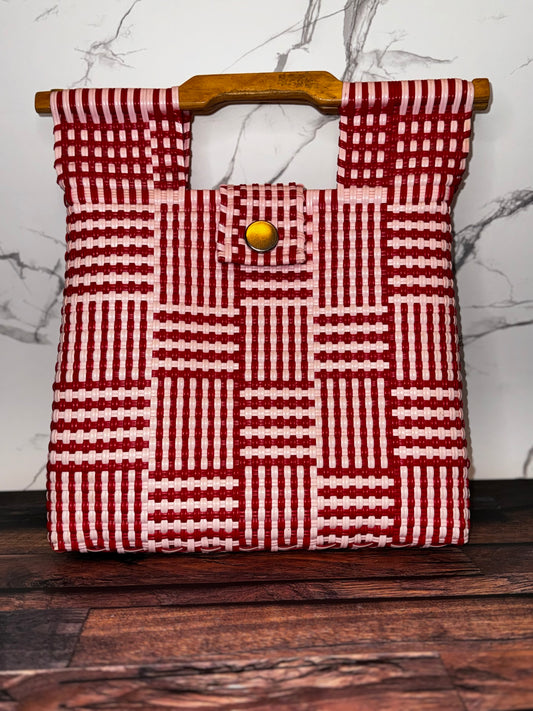 Large Handwoven Plastic Tote Bag