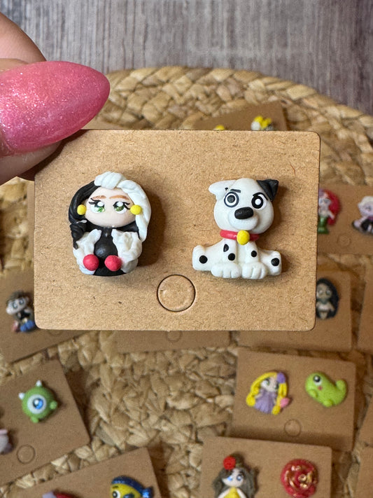 Cruella & Dalmatian Stud Earrings