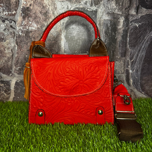 Regina Leather Handbag, Red