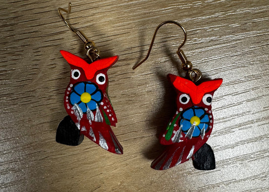 Red Búho Alebrije Earrings