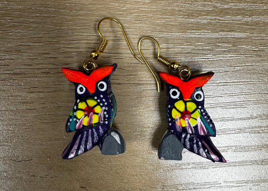 Purple Búho Alebrije Earring