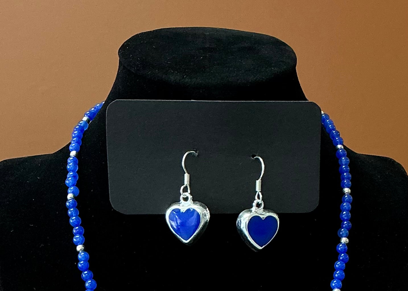 Heart Necklace & Earrings - Lapis Blue
