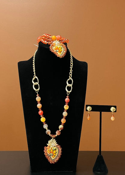 Corazón Sagrado - Orange Jewelry Set