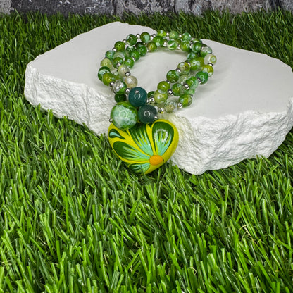 Flor Corazon Pintado Peridot Bracelet