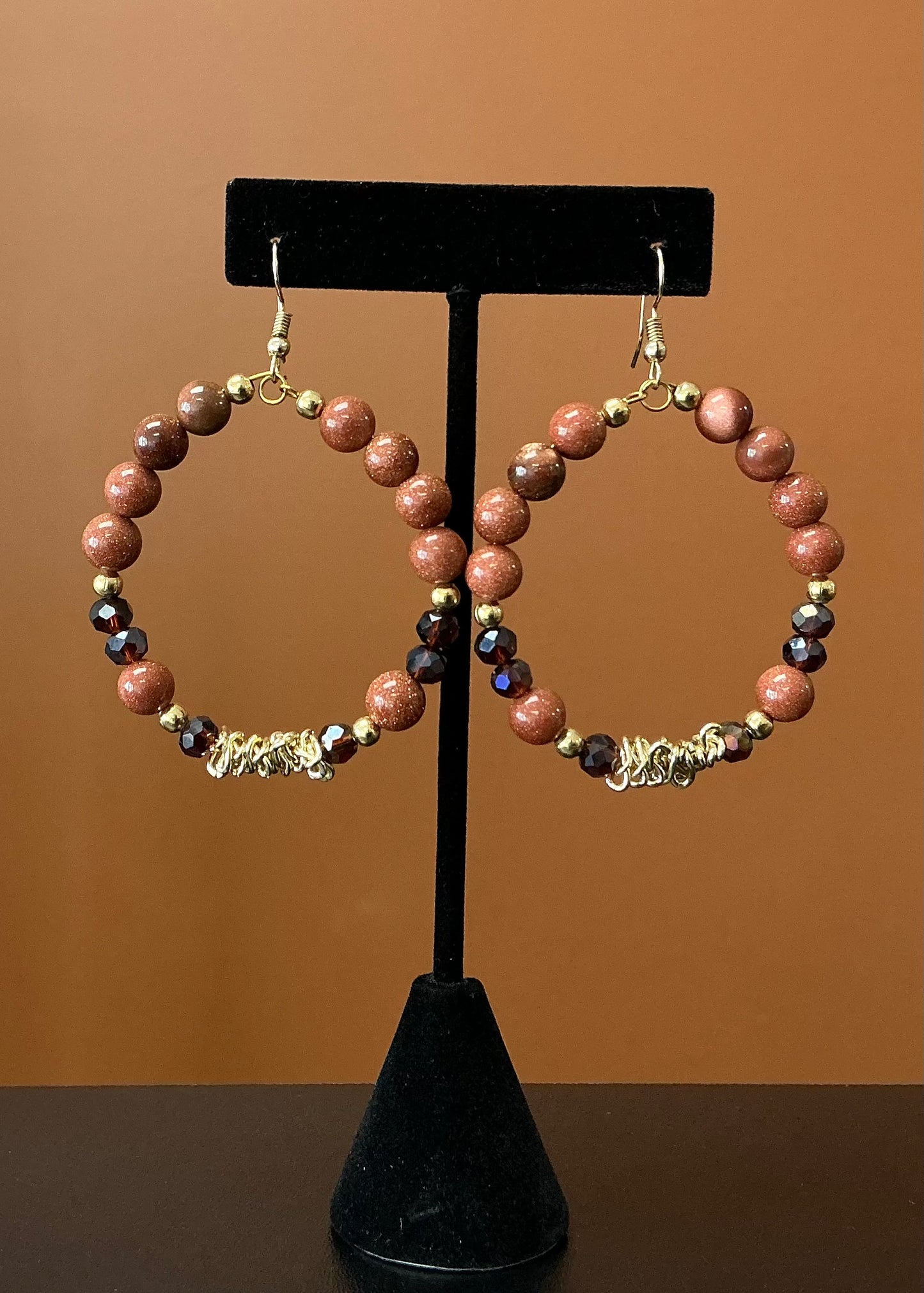 Brown & Gold Hoop Earrings
