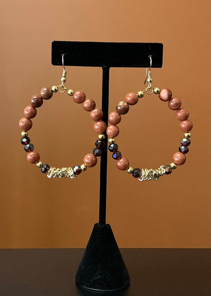 Brown & Gold Hoop Earrings