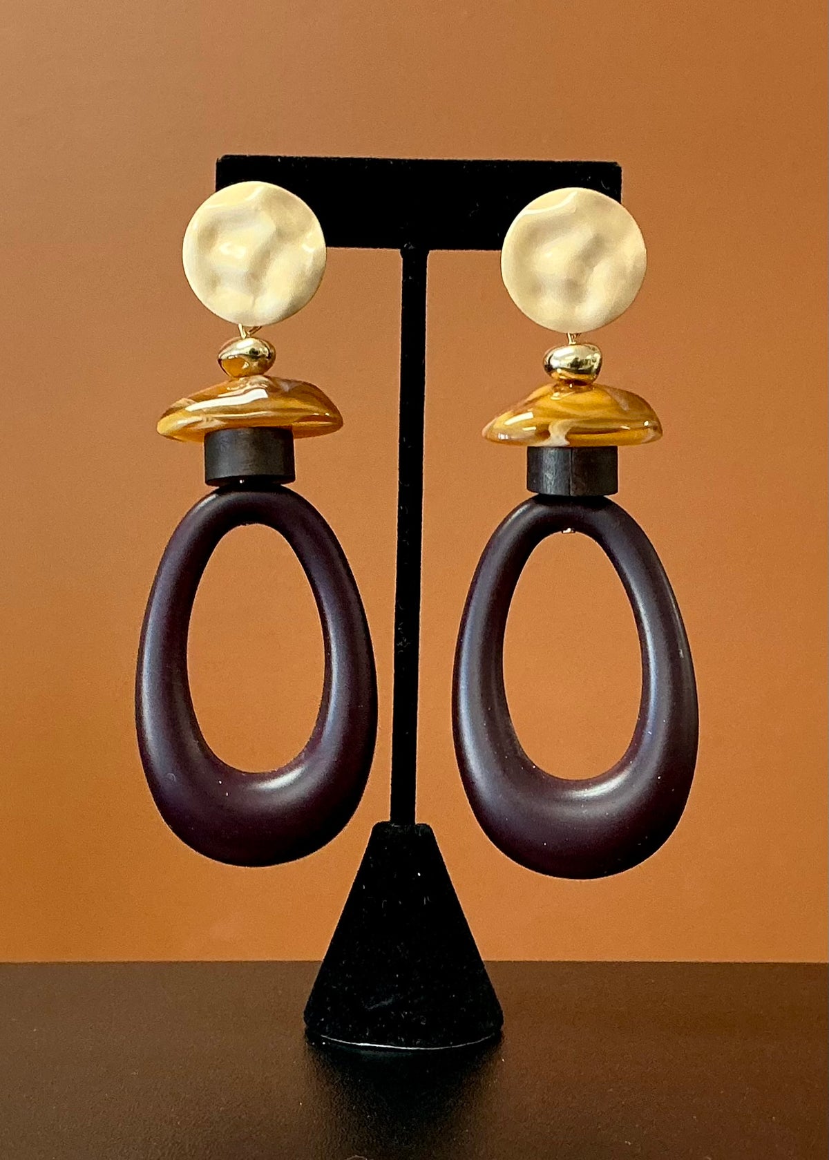 Golden & Brown Hoop Earrings