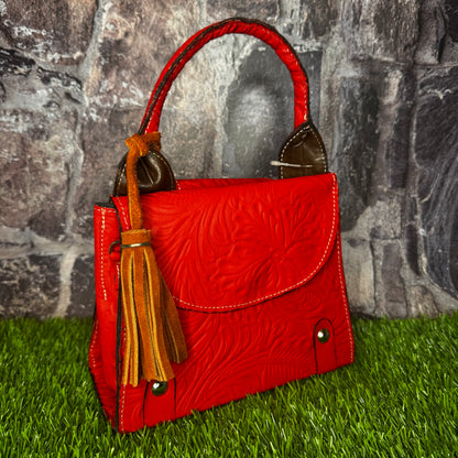 Regina Leather Handbag, Red