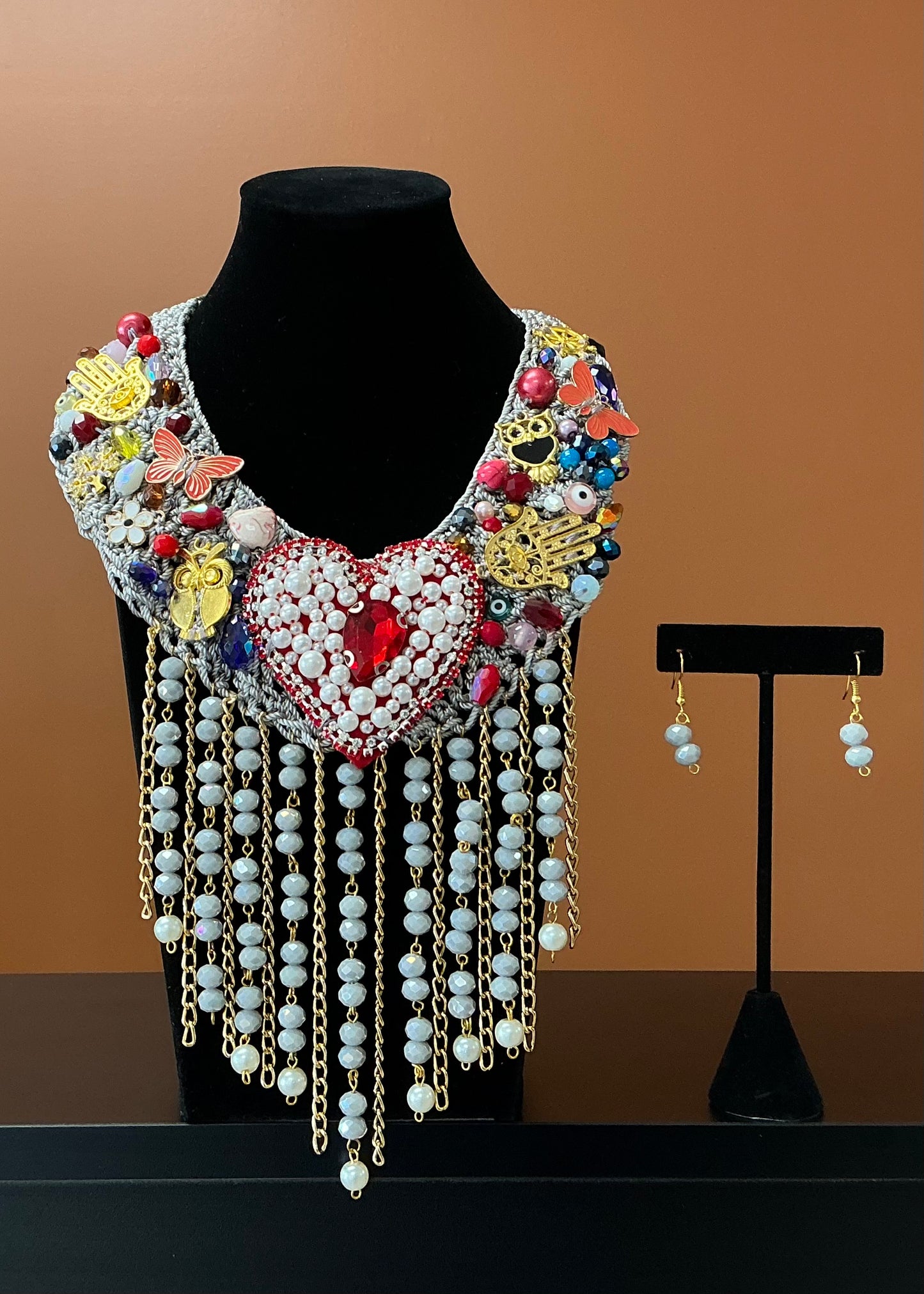 Corazón Crochet Necklace & Earrings