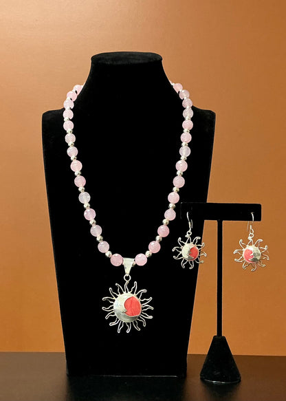 Pink Eclipse Necklace & Earring Set