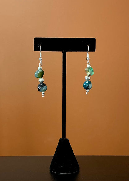 Flower Corazón Pintado Jade Necklace & Earrings