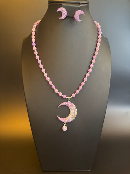 Luna Statement Necklace & Earrings - Lilac