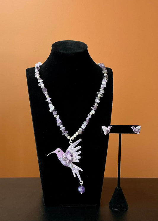 Hummingbird Necklace & Earring Set