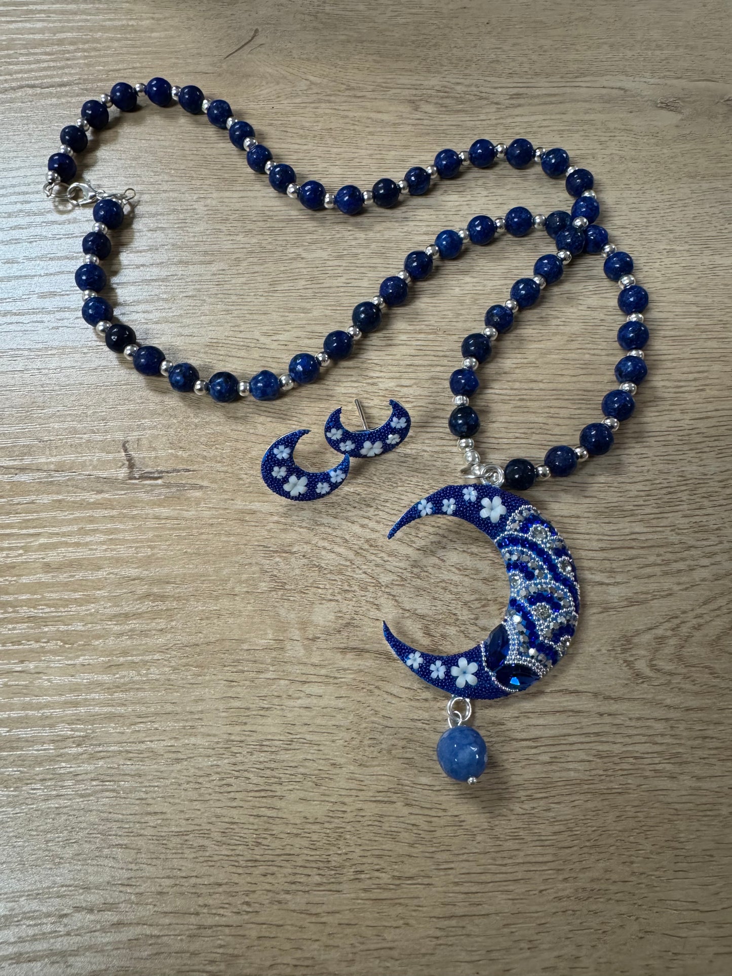 Luna Statement Necklace & Earrings - Blue