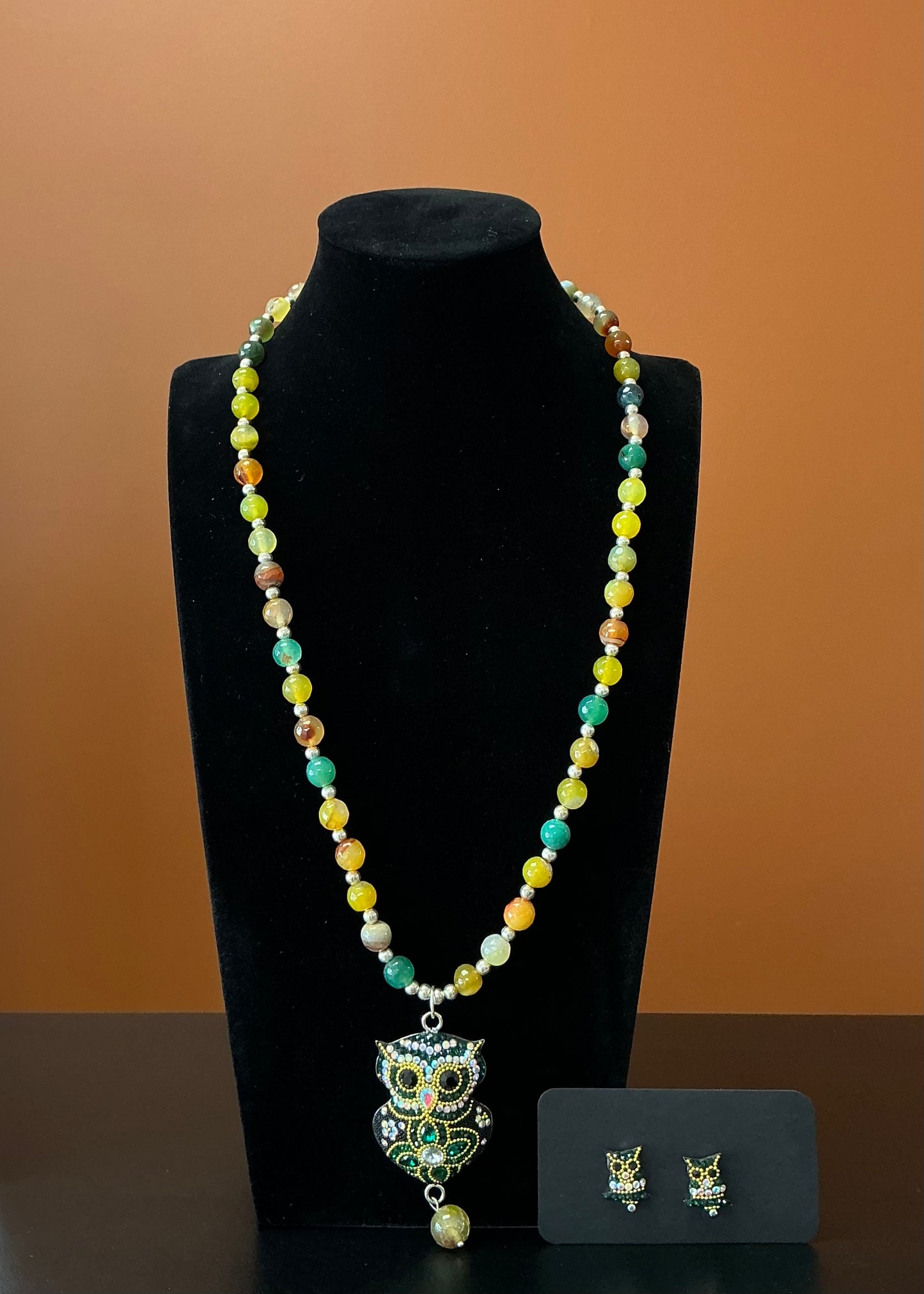 Statement Necklace & Earrings - Green