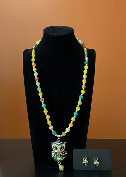 Statement Necklace & Earrings - Green