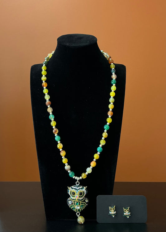 Statement Necklace & Earrings - Green