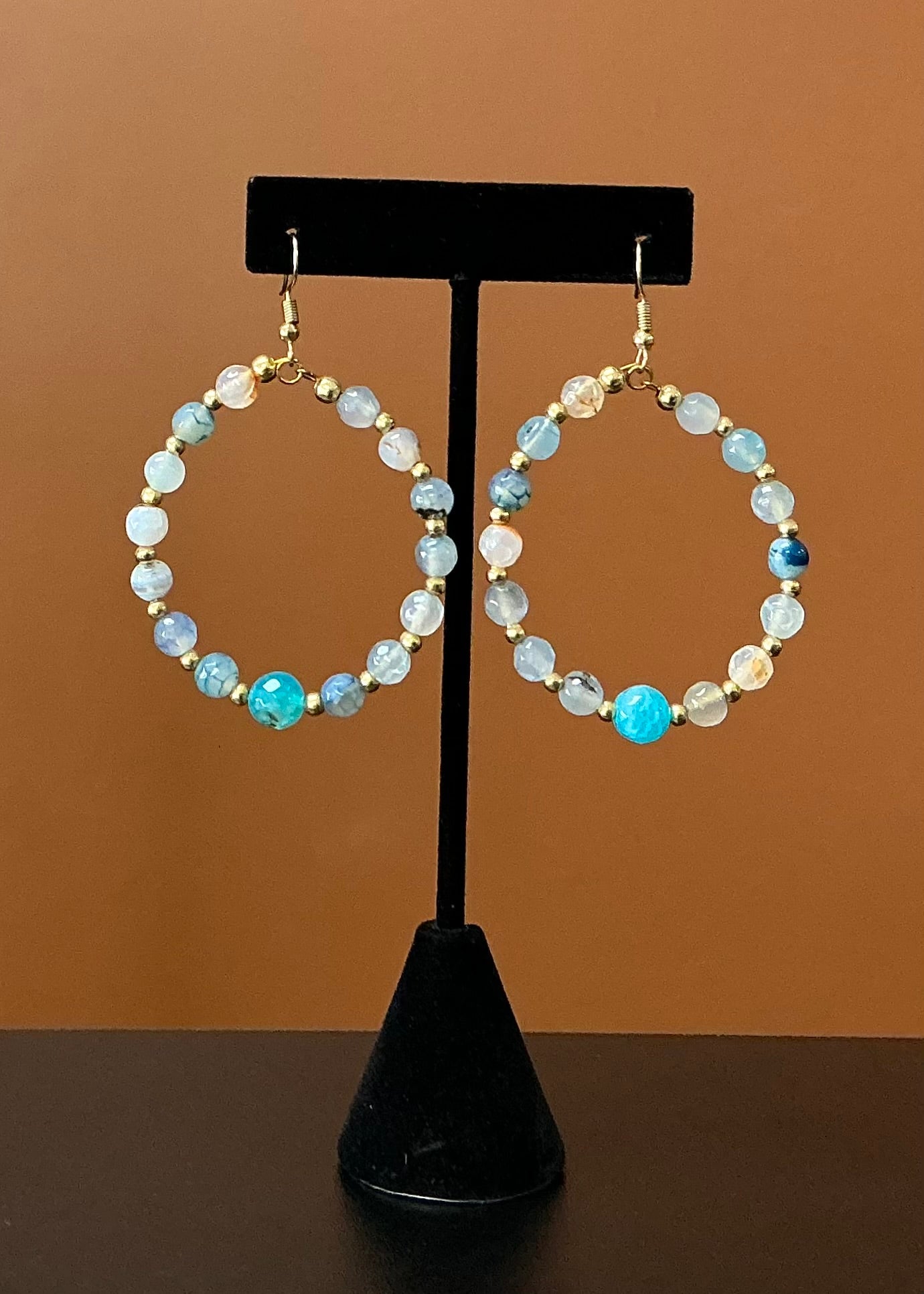 Foggy Blue Hoop Earrings