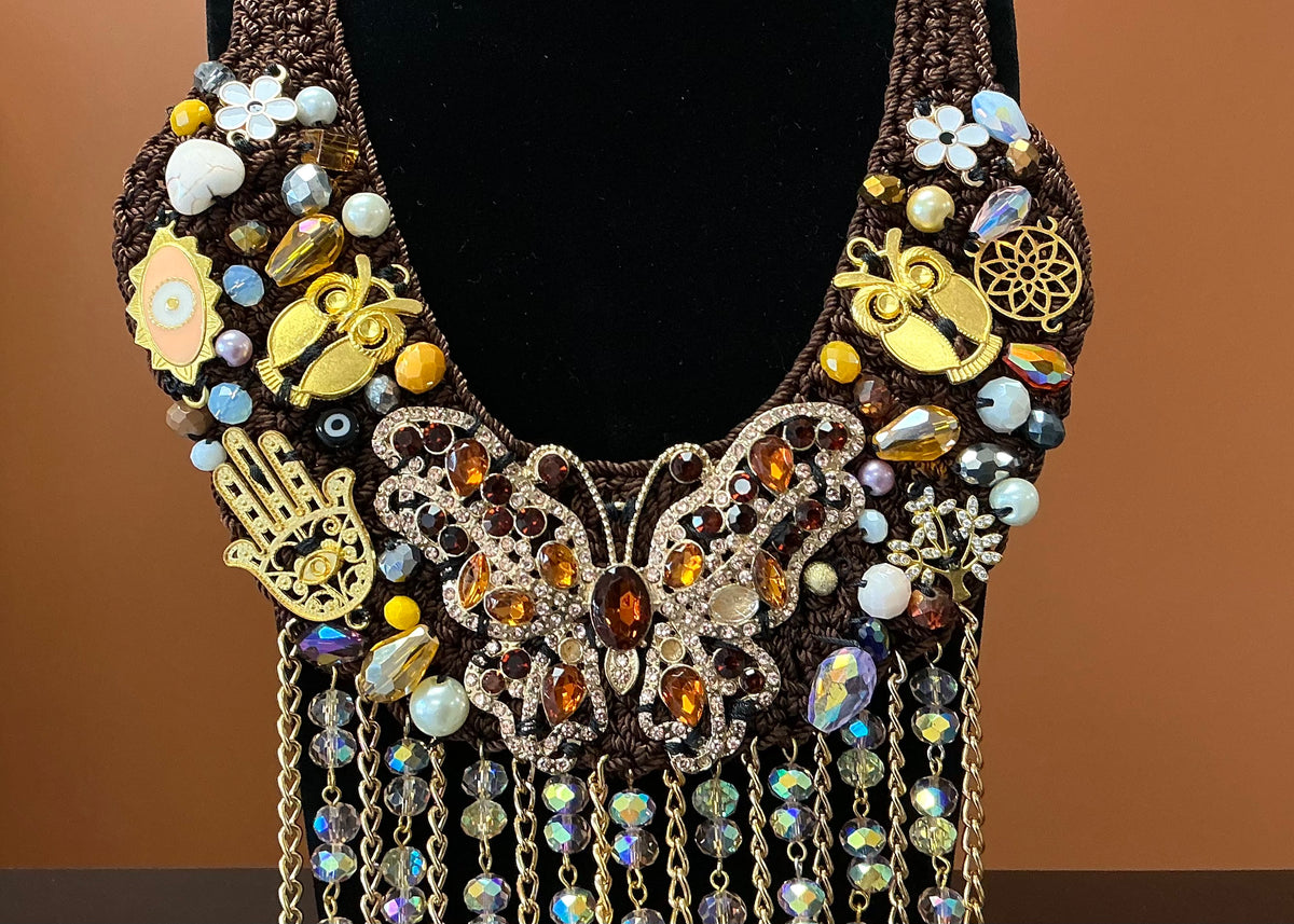 Butterfly Crochet Necklace & Earrings