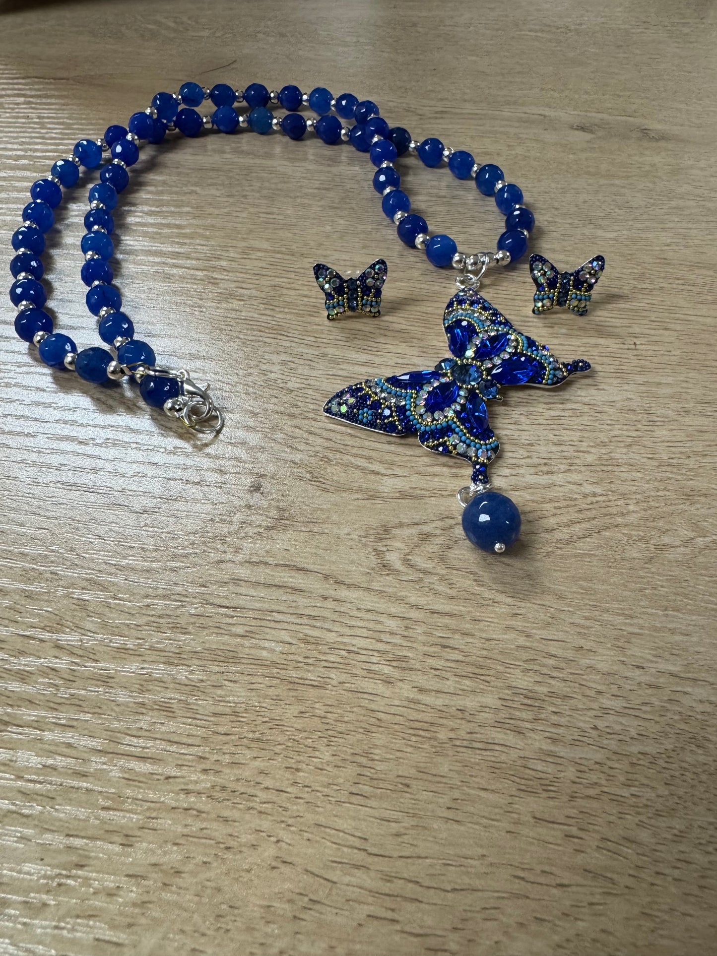 Mariposa Statement Necklace & Earrings - Blue