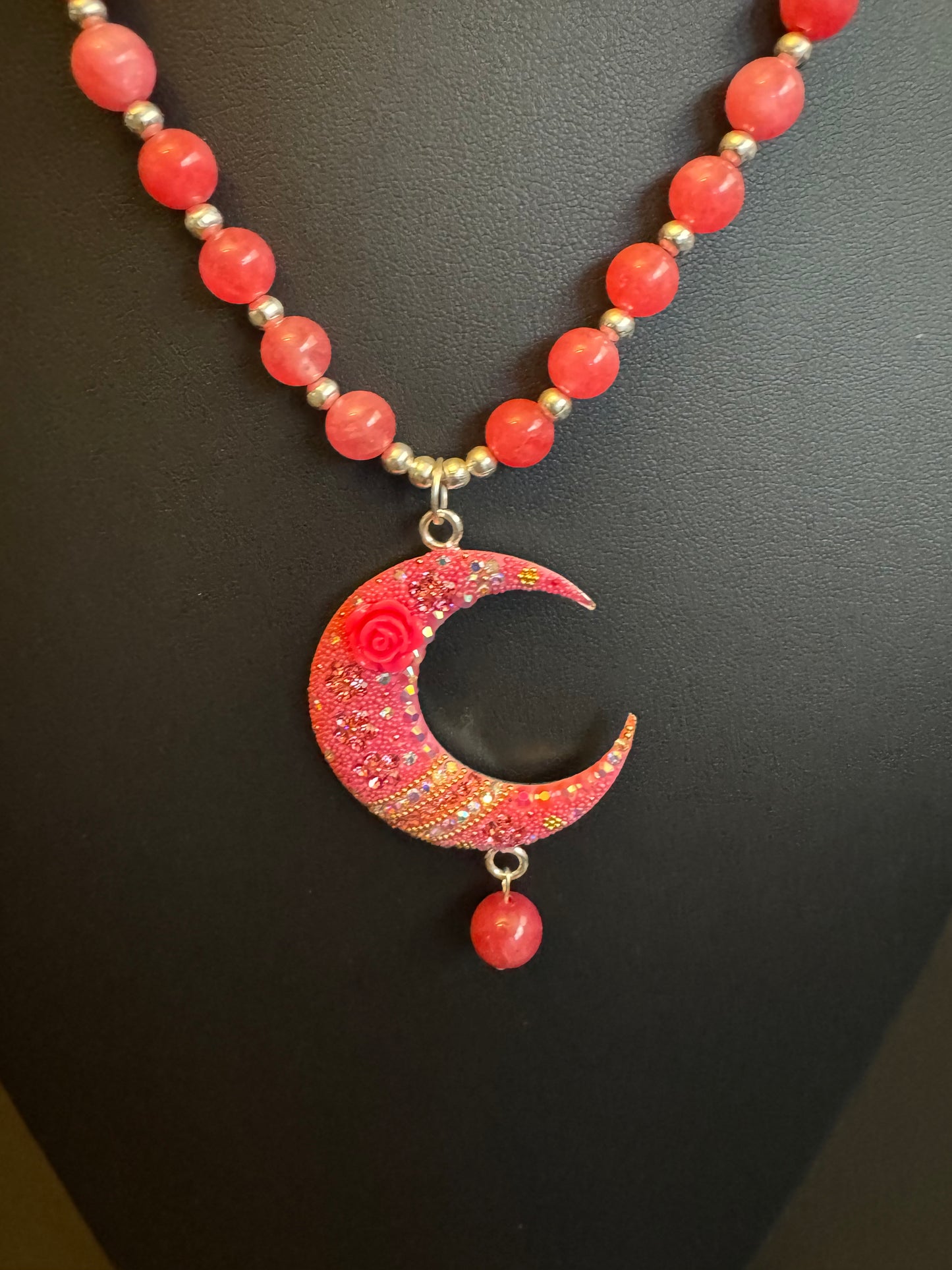 Luna Statement Necklace & Earrings - Pink