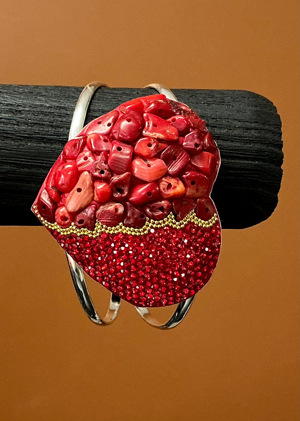 Pebbled Heart Bracelet - Red