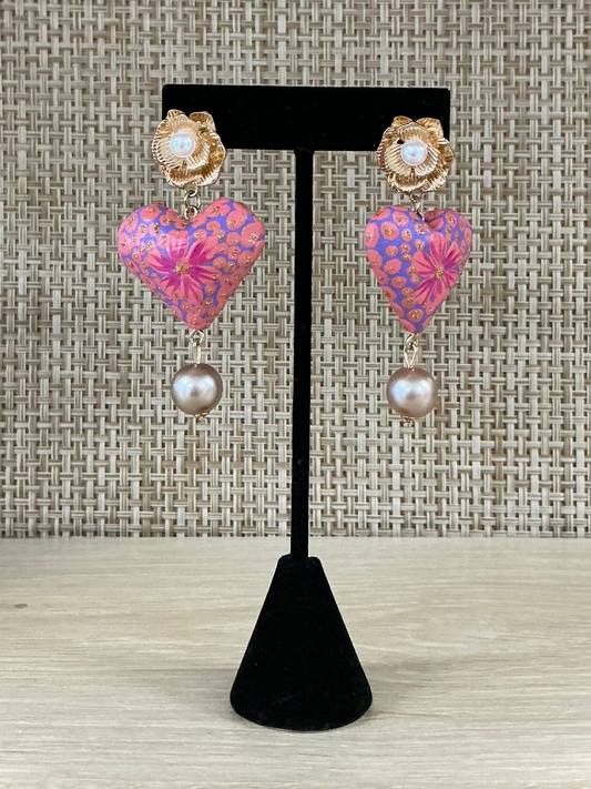 Flor en el Sol Corazón Earrings
