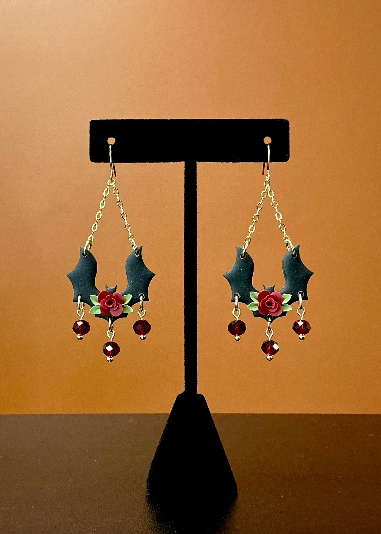 Floral Bat Earrings
