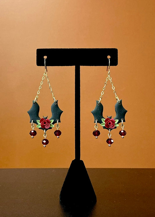 Floral Bat Earrings