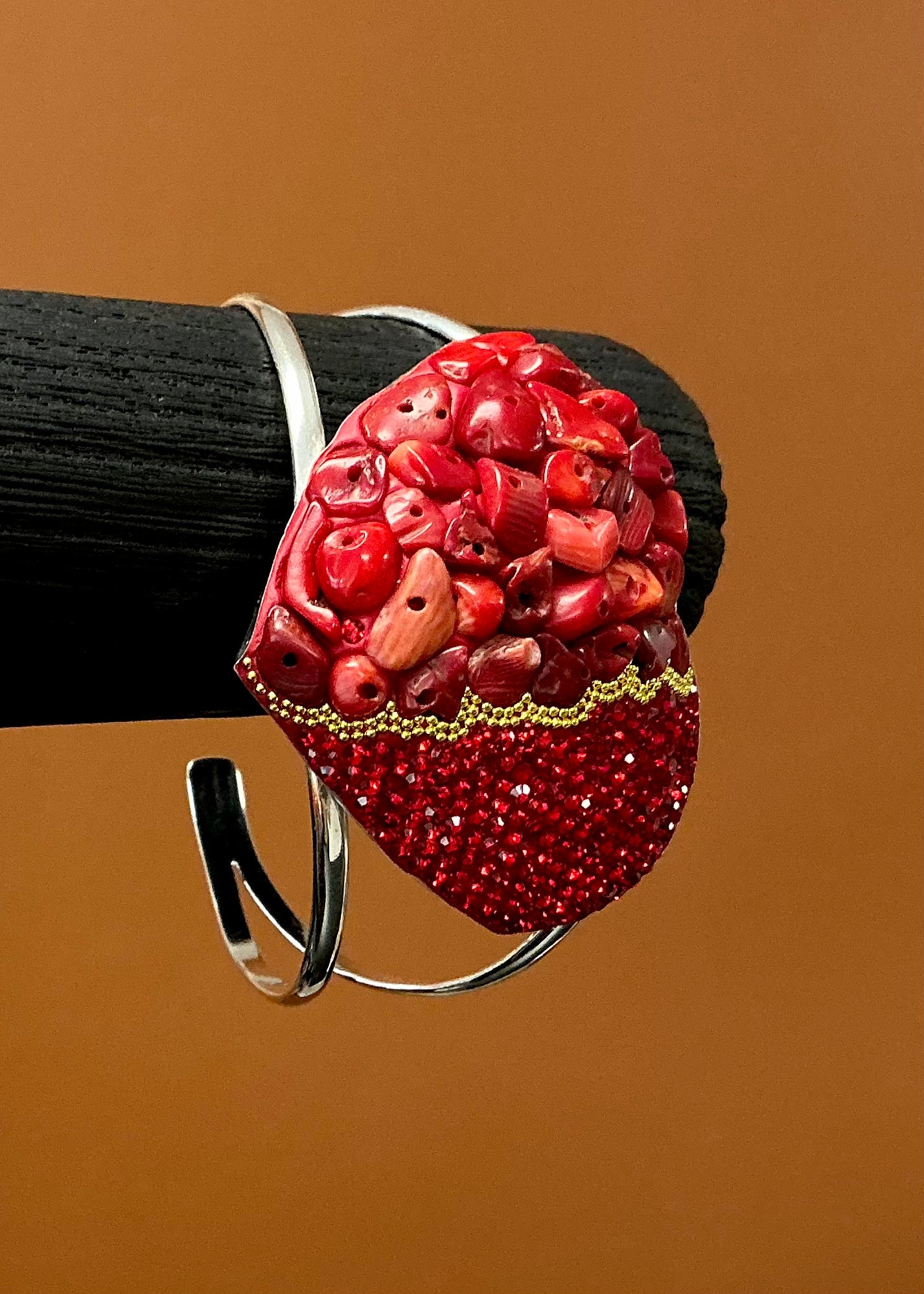 Pebbled Heart Bracelet - Red