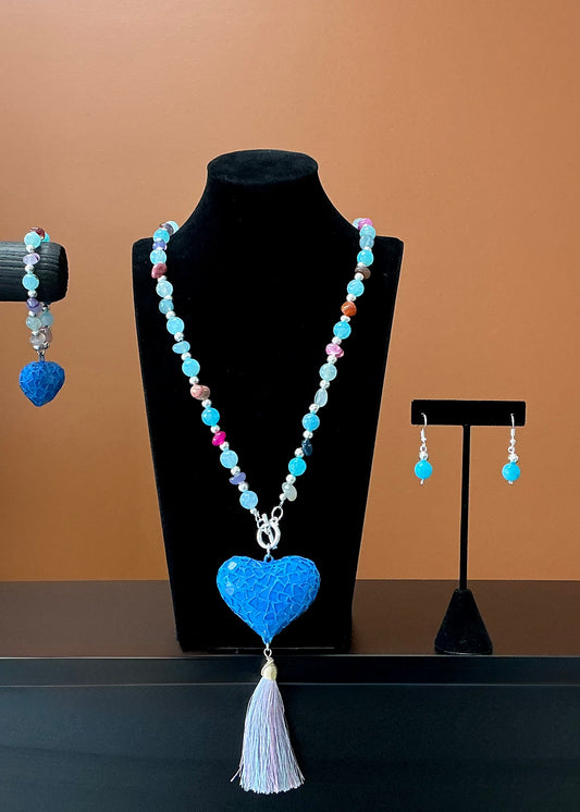 Corazon Vitral Agatas Set - Blue
