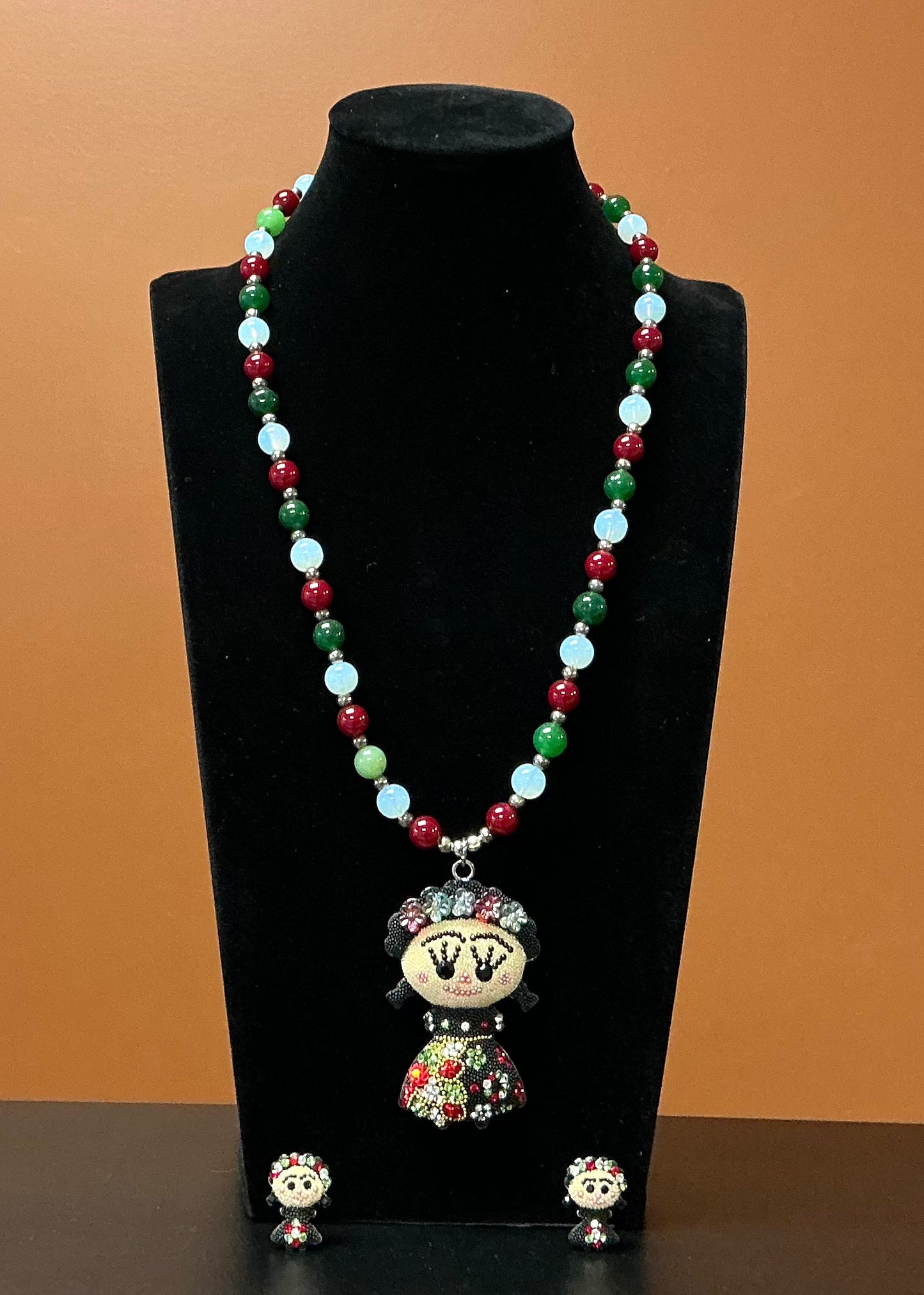 Frida Necklace & Earring Set - Black