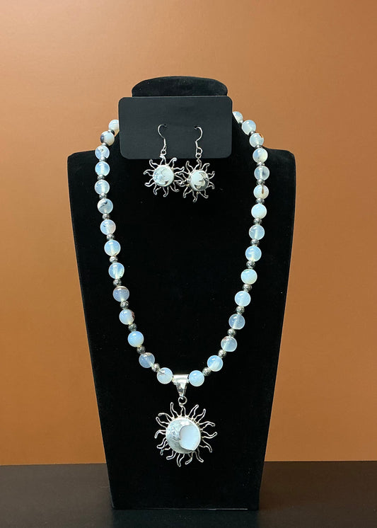 White Eclipse Necklace & Earring Set