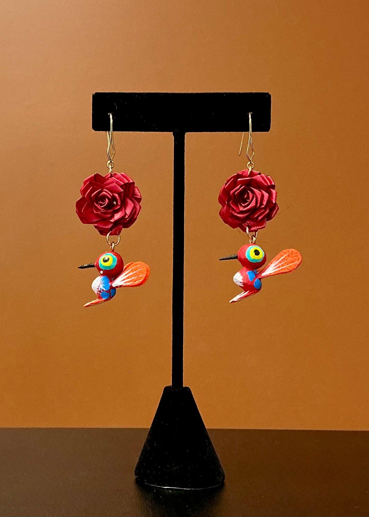 Red Hummingbird Alebrije Earrings