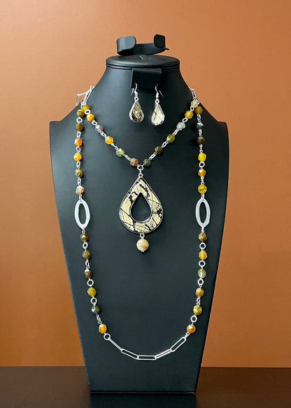 Golden Citrine Teardrop Necklace & Earrings