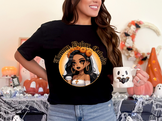 Llorona Before Cafecito Black Tee