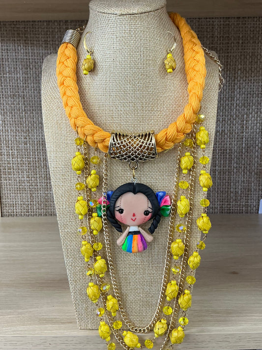 Muñequita Mexicana Statement Necklace & Earrings Set