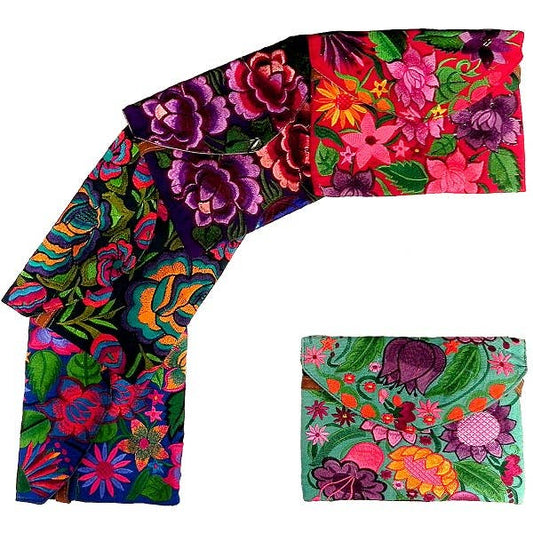 Embroidered Floral Clutch/Crossbody Bag