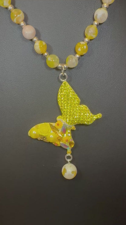 Mariposa Statement Necklace & Earrings - Yellow