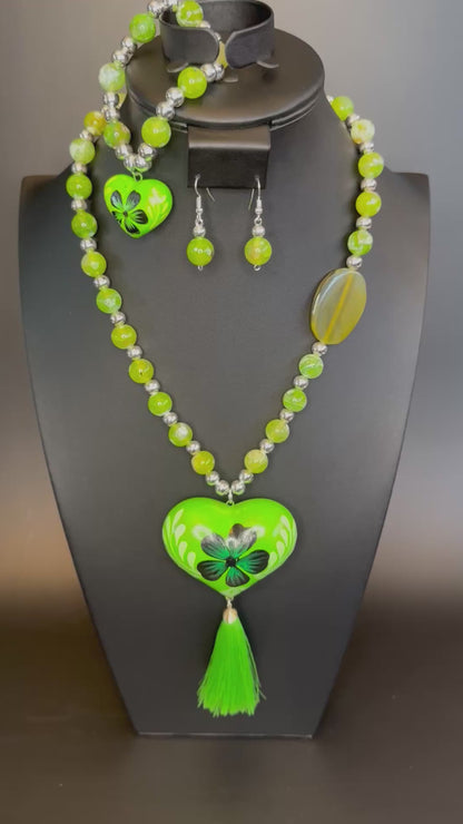 Peridot Corazon Pintado Set