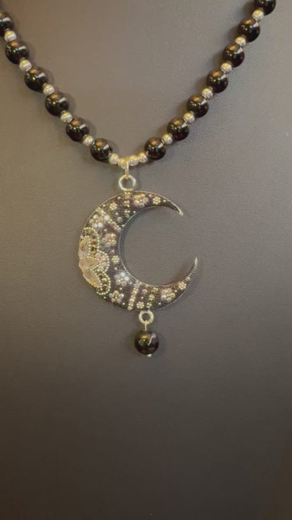 Luna Statement Necklace & Earrings - Onyx