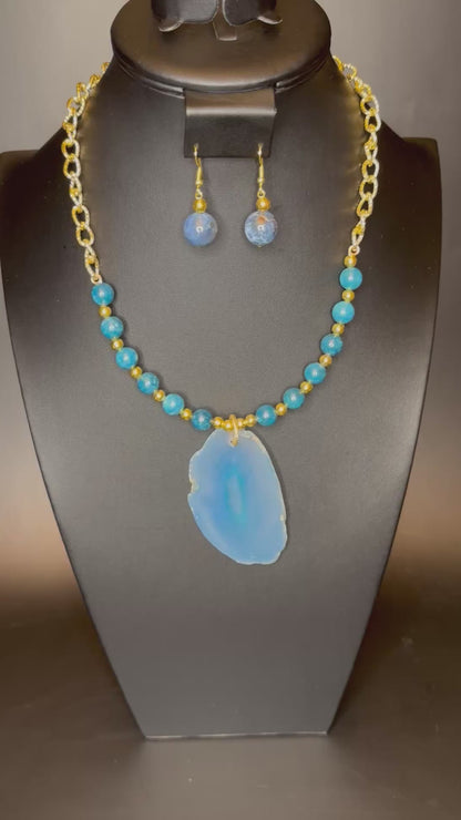 Blue Apatite Necklace & Earrings