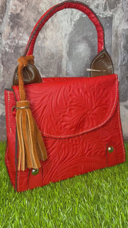 Regina Leather Handbag, Red