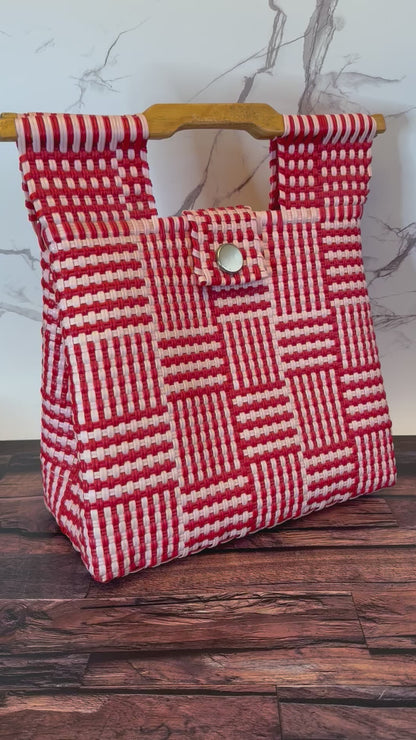 Large Handwoven Plastic Tote Bag